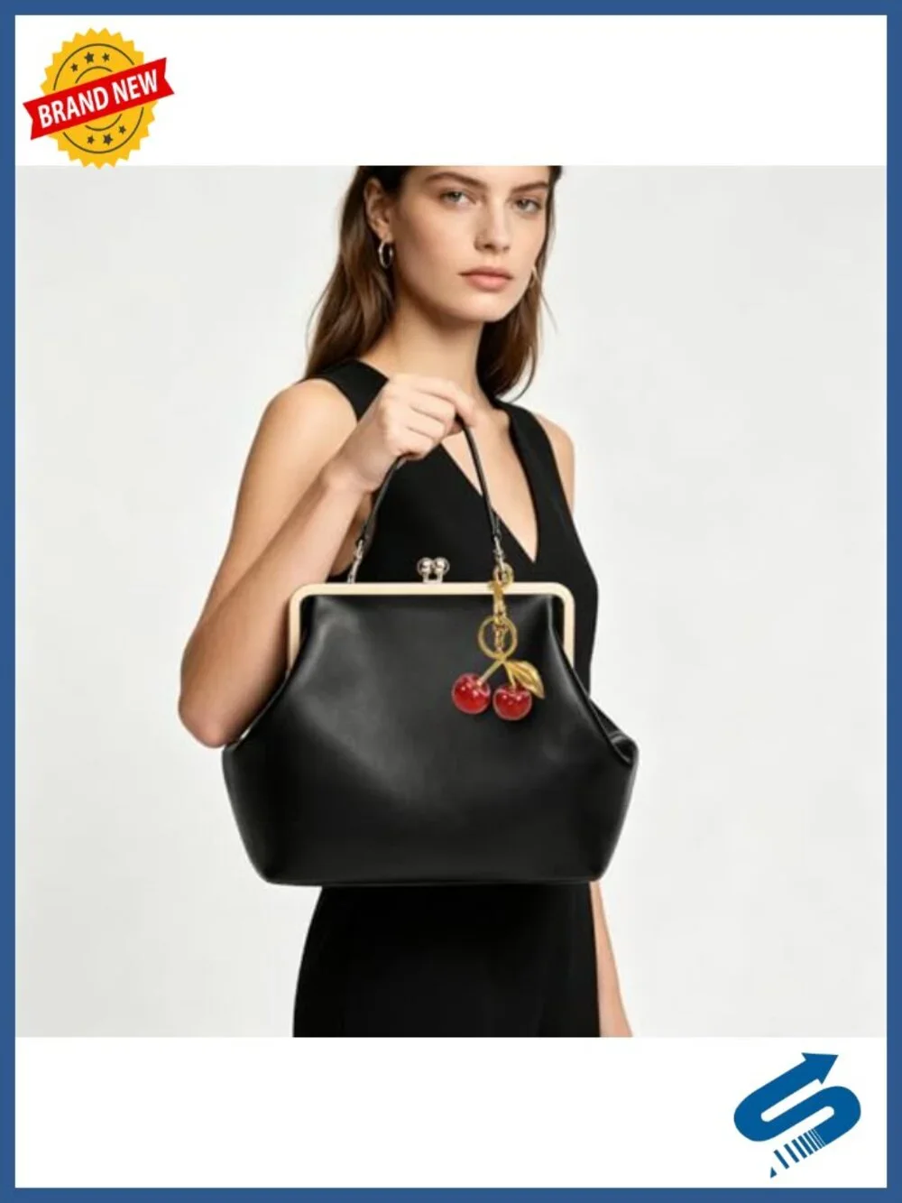 Kisslock Bag for Women Faux Leather Shoulder Purse Trendy Tote Handbag